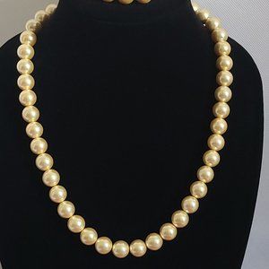 Faux Golden Pearl Necklace-Necklace and bracelet set-Gold Pearl Necklace